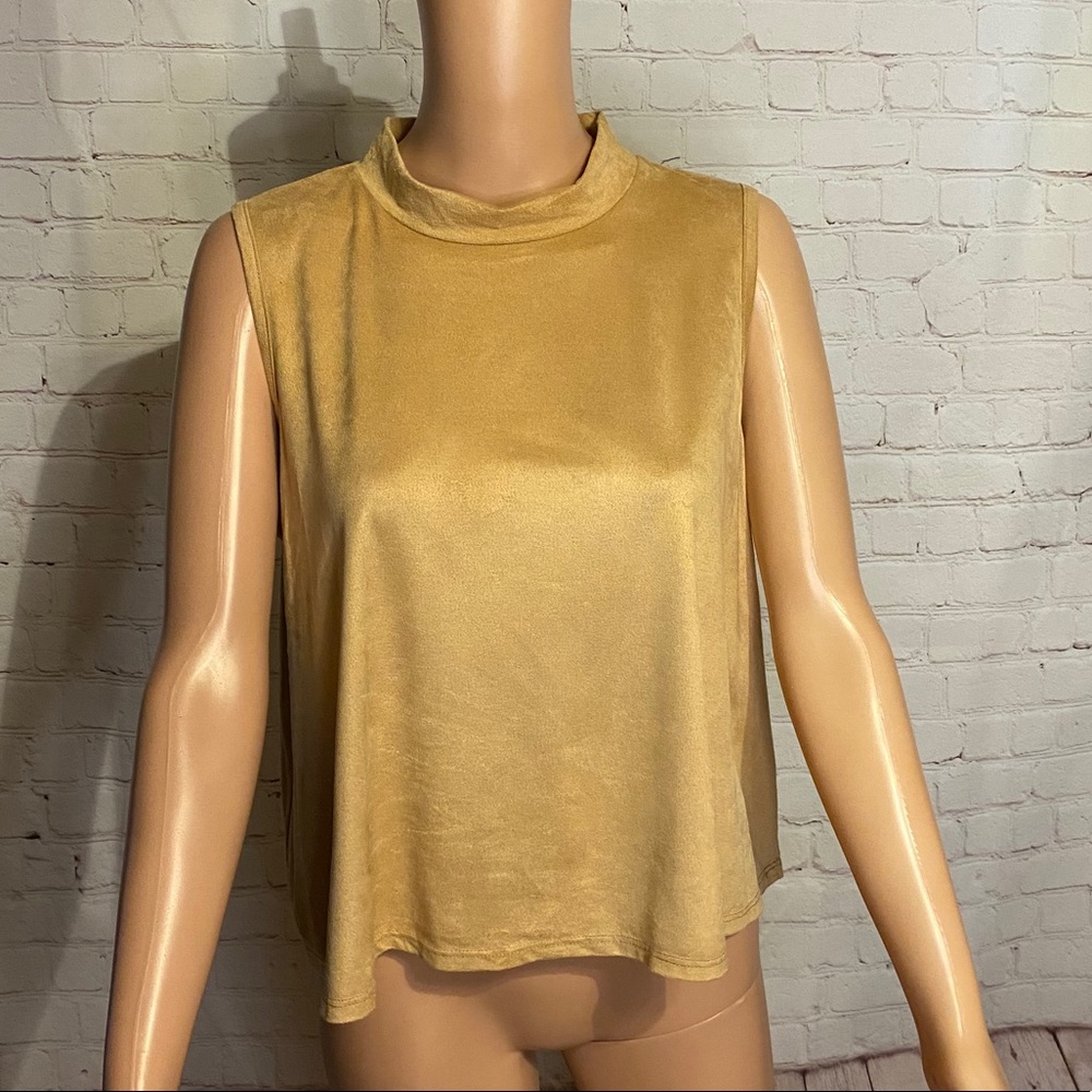 Wild Pearl size XL tan faux suede short sleeve turtle neck comfy boho